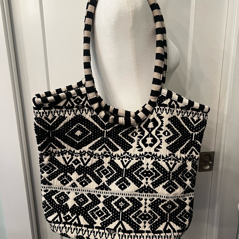 Black and White Patterned Tote Bag Made in India